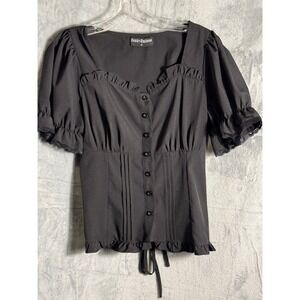 Scarlet Darkness Restyle Black Lace‎ Trim Square Neck Puff Sleeve Corset size S
